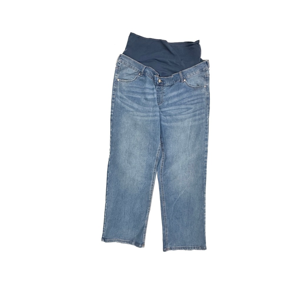 Time and Tru Maternity Jeans Women XL 16-18 Blue Ankle Full Belly Band Medium